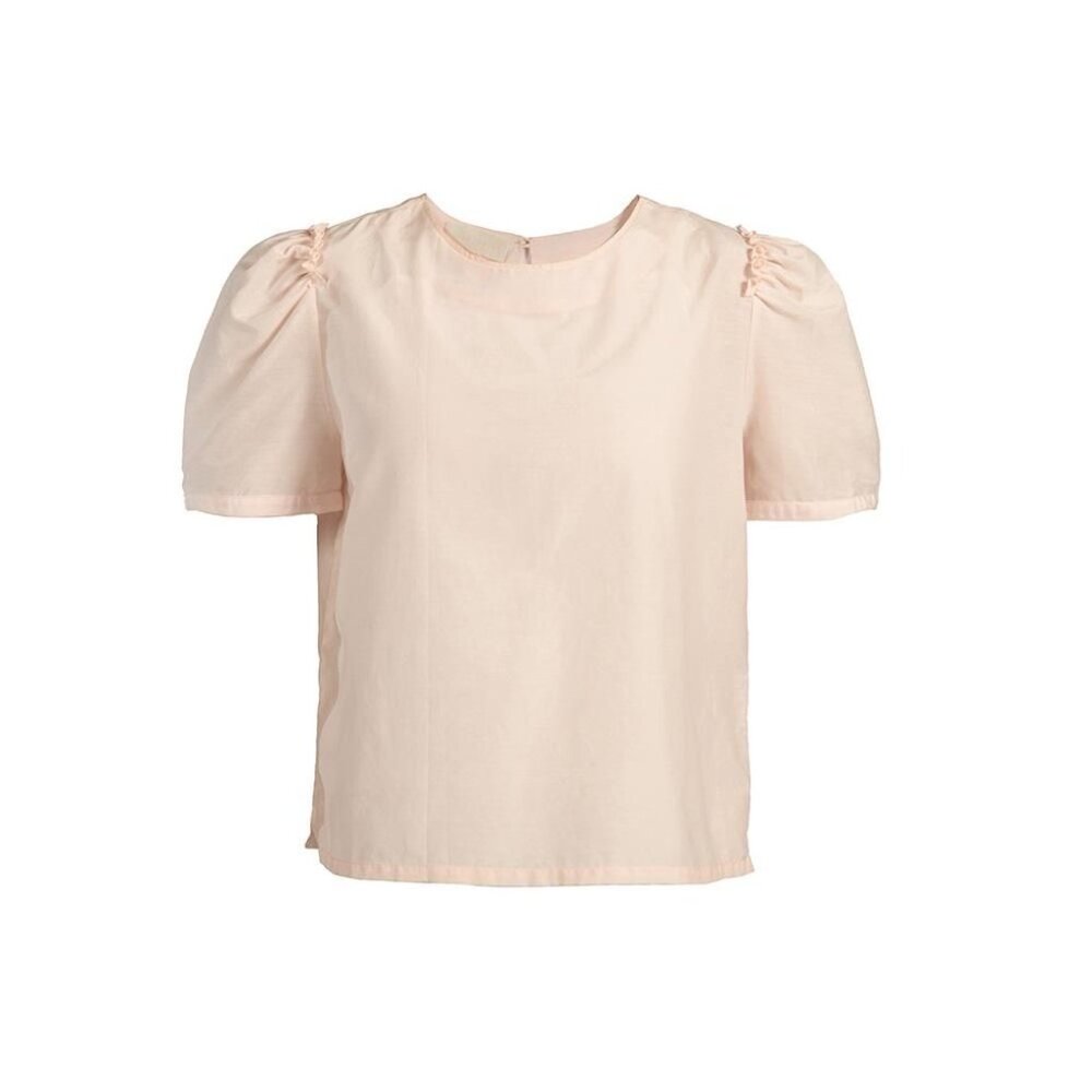 Souk Indigo Jane Puff Sleeve Blouse Cotton Silk Soft Pink Size Medium NEW NWT